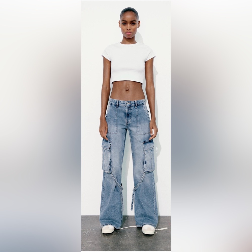 Zara TRF Midrise Cargo Jeans